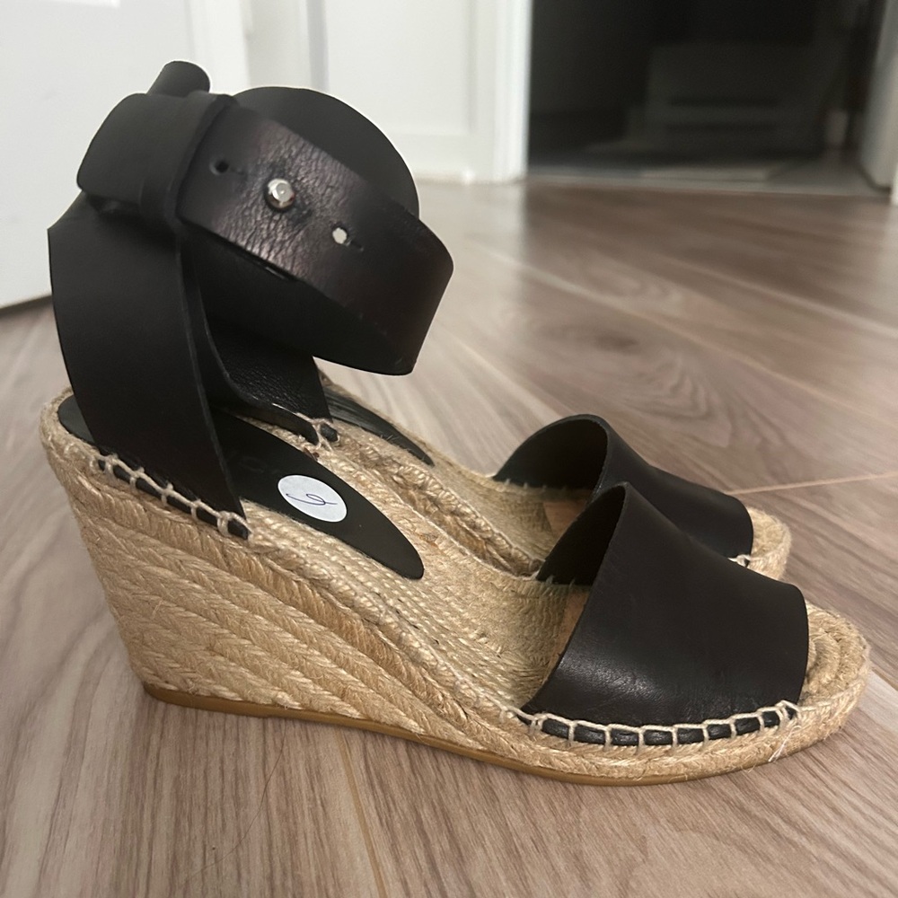 Vince Black Wedge espadrille Sandals